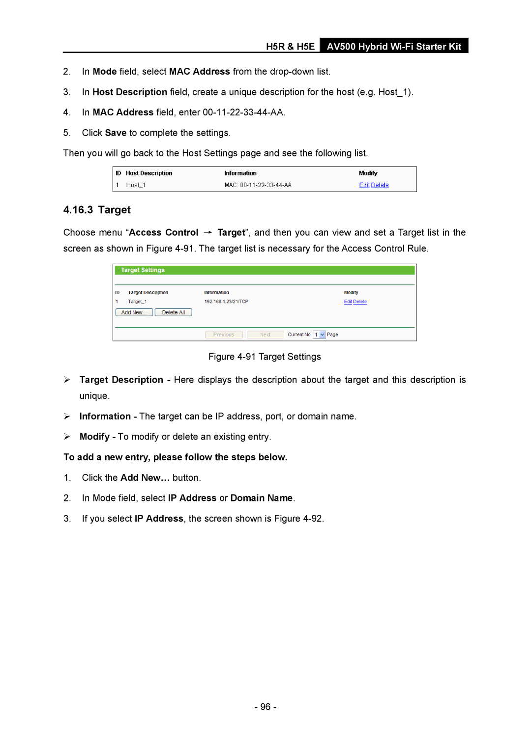 TP-Link H5R, H5S manual Target 