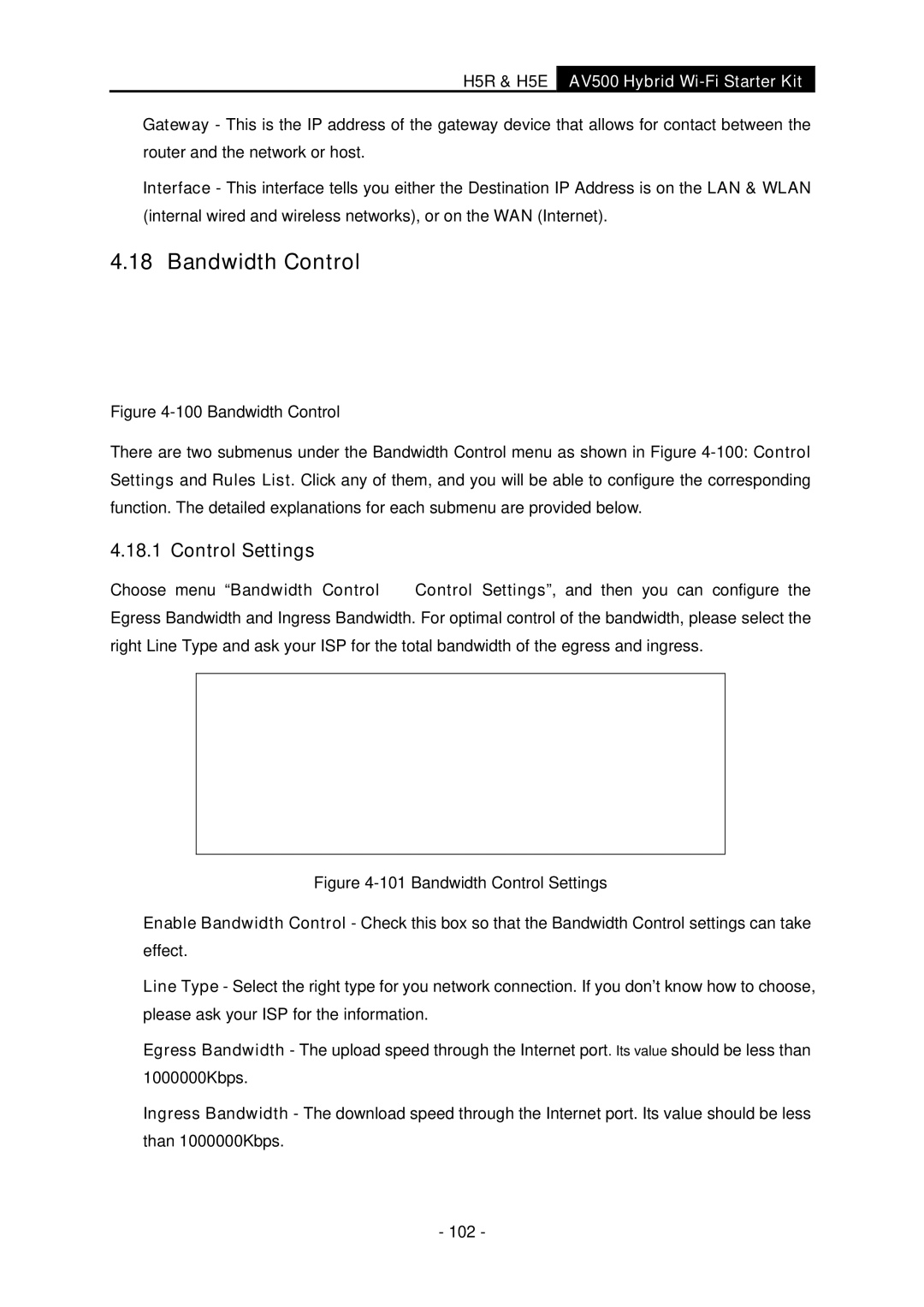 TP-Link H5R, H5S manual Bandwidth Control, Control Settings 