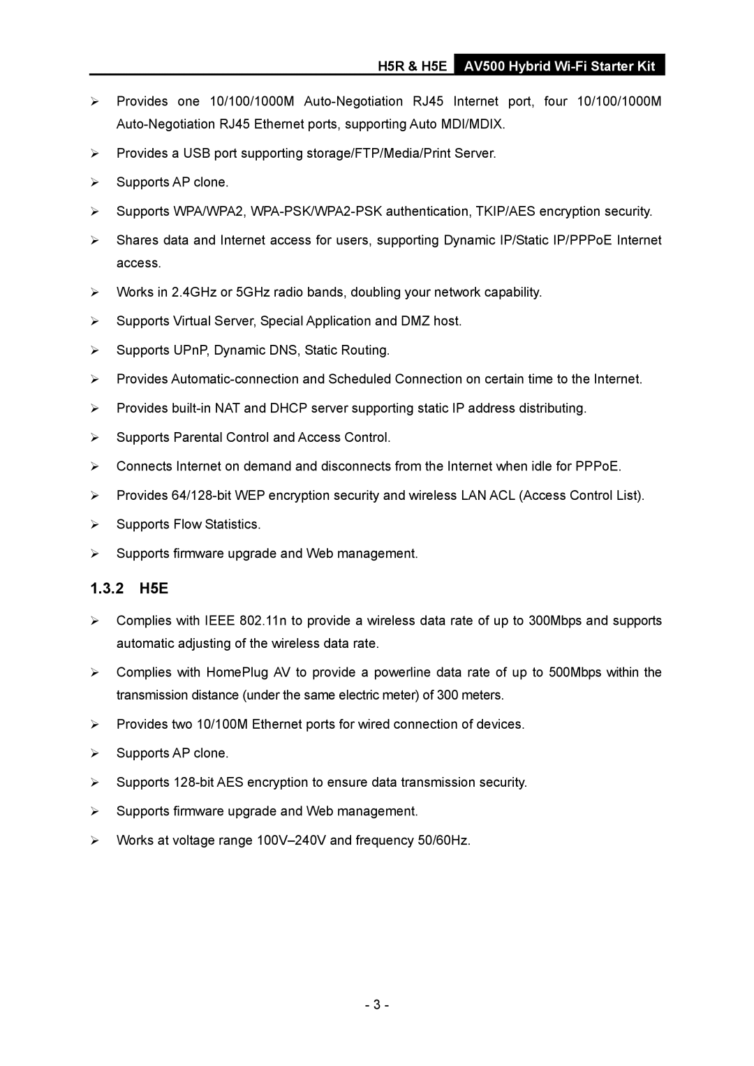 TP-Link H5S manual 2 H5E, H5R & H5E 