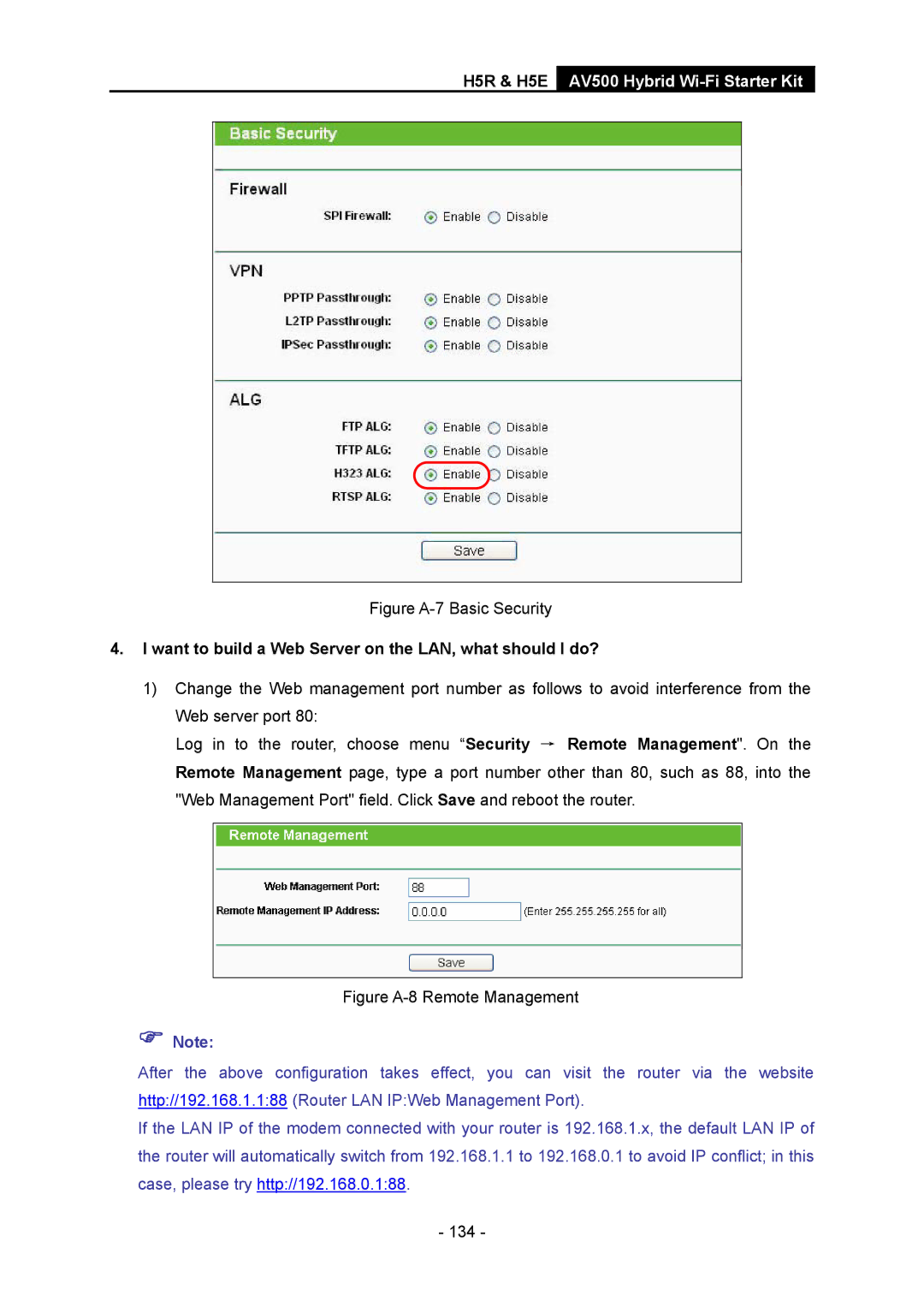 TP-Link H5R, H5S manual Figure A-7 Basic Security, Want to build a Web Server on the LAN, what should I do? 