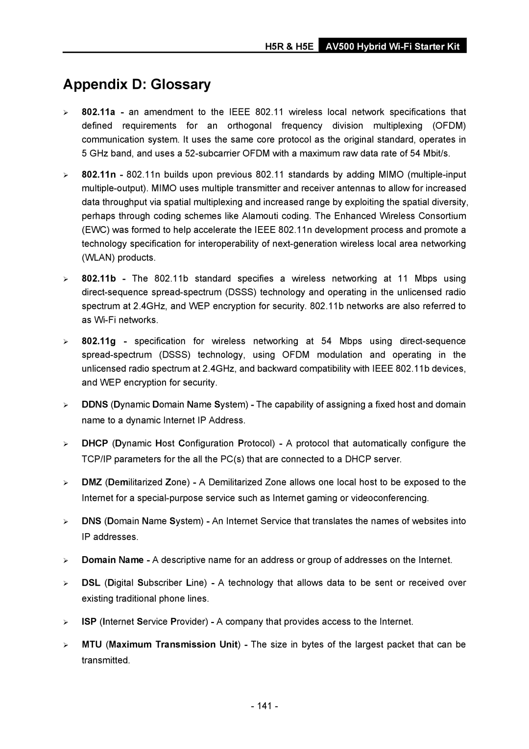 TP-Link H5S, H5R manual Appendix D Glossary 