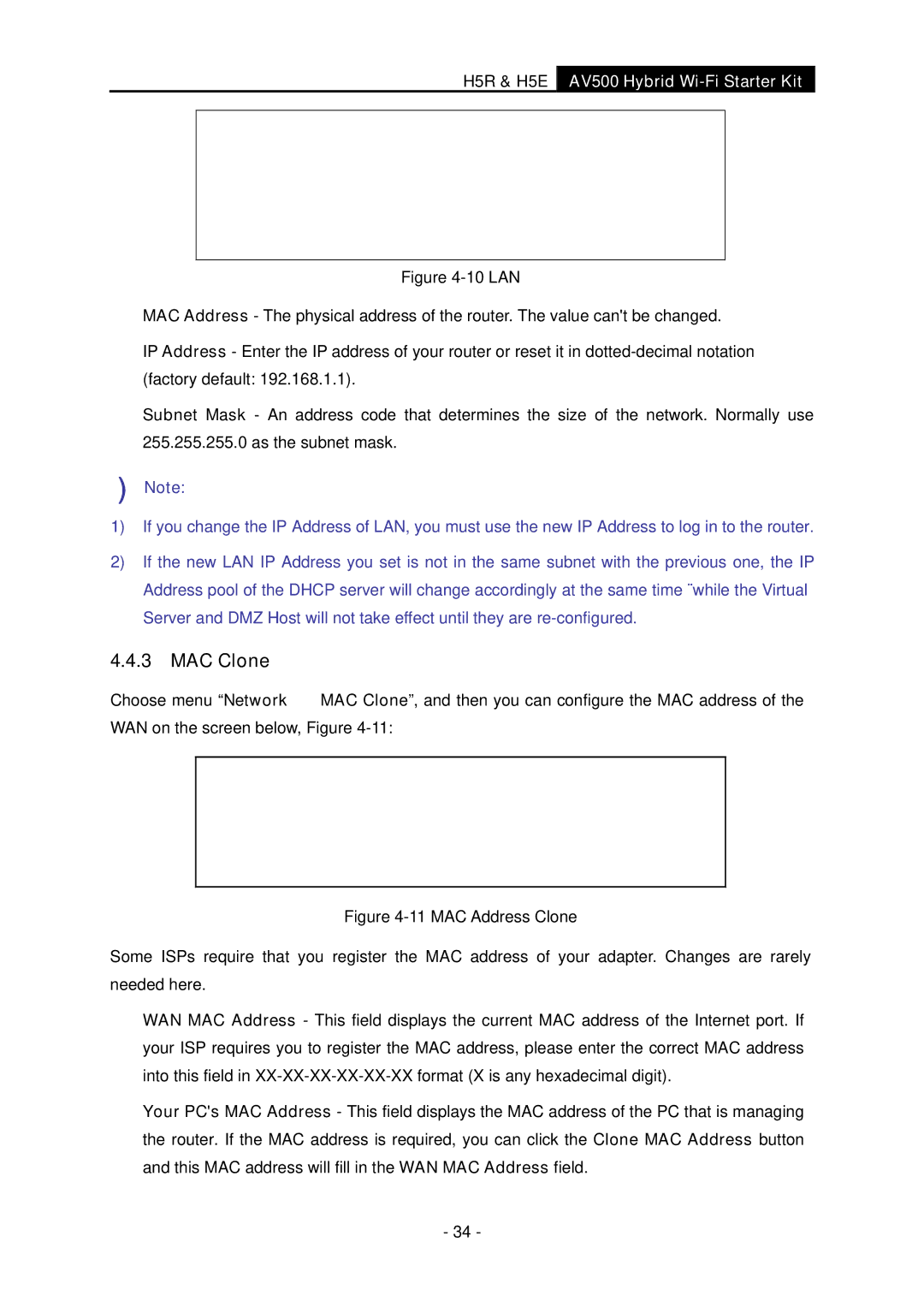 TP-Link H5R, H5S manual MAC Clone 