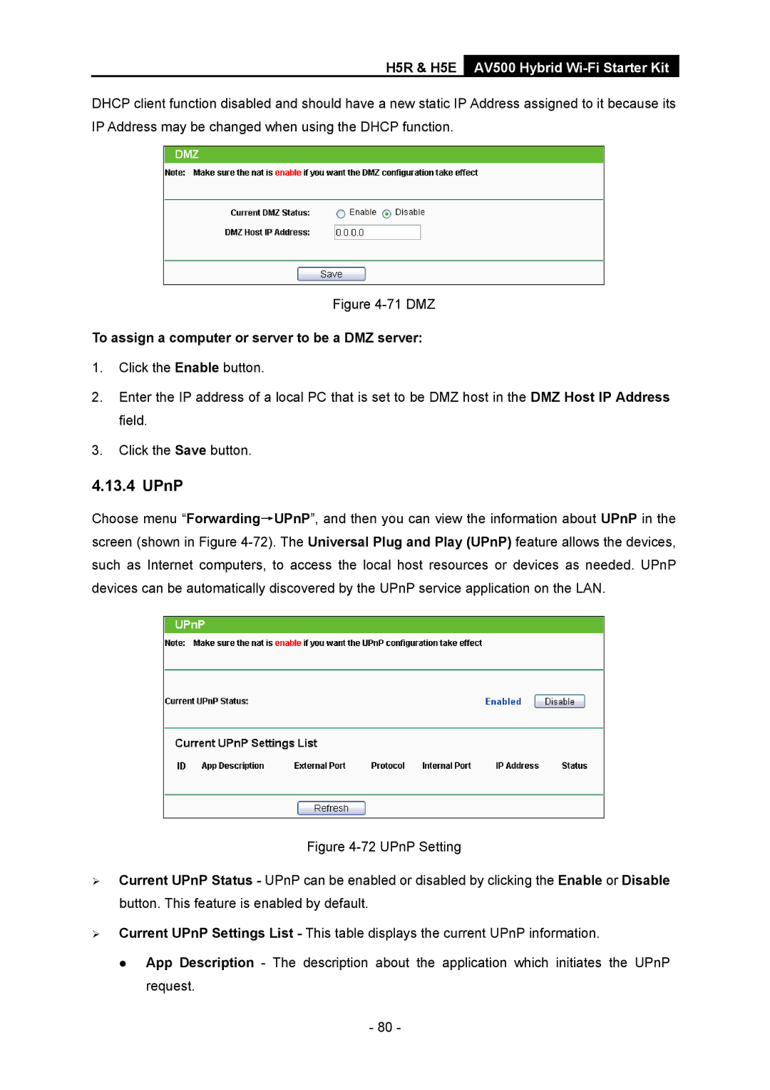 TP-Link H5R, H5S manual UPnP, To assign a computer or server to be a DMZ server 