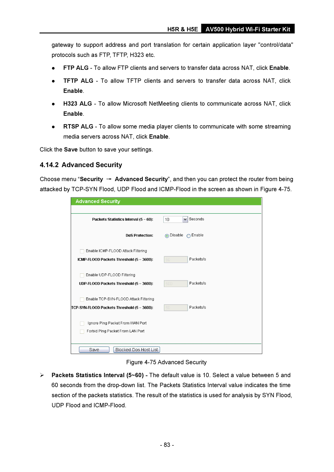 TP-Link H5S, H5R manual Advanced Security 