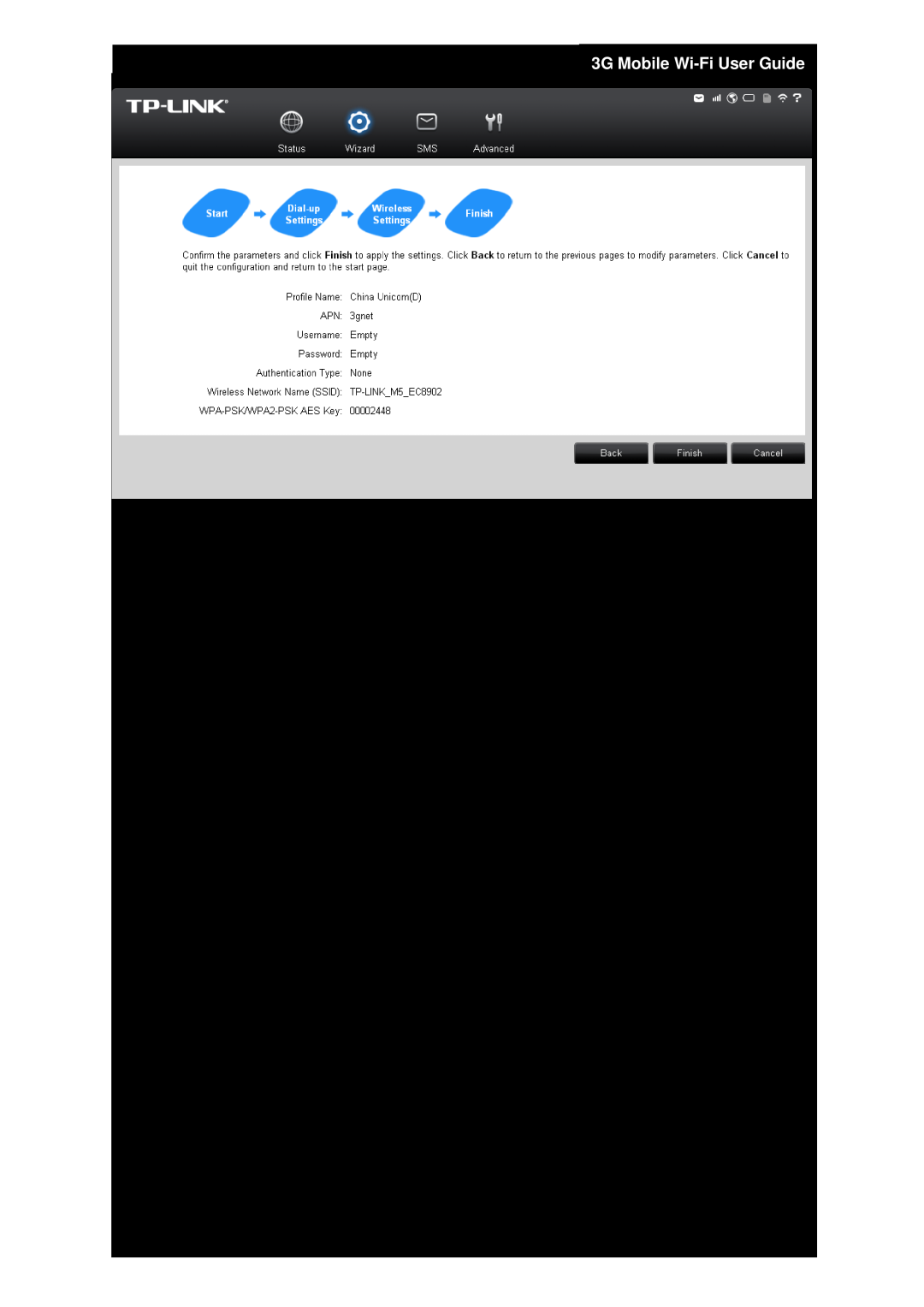 TP-Link manual M5350 3G Mobile Wi-Fi User Guide, 5 Wizard - Finish 