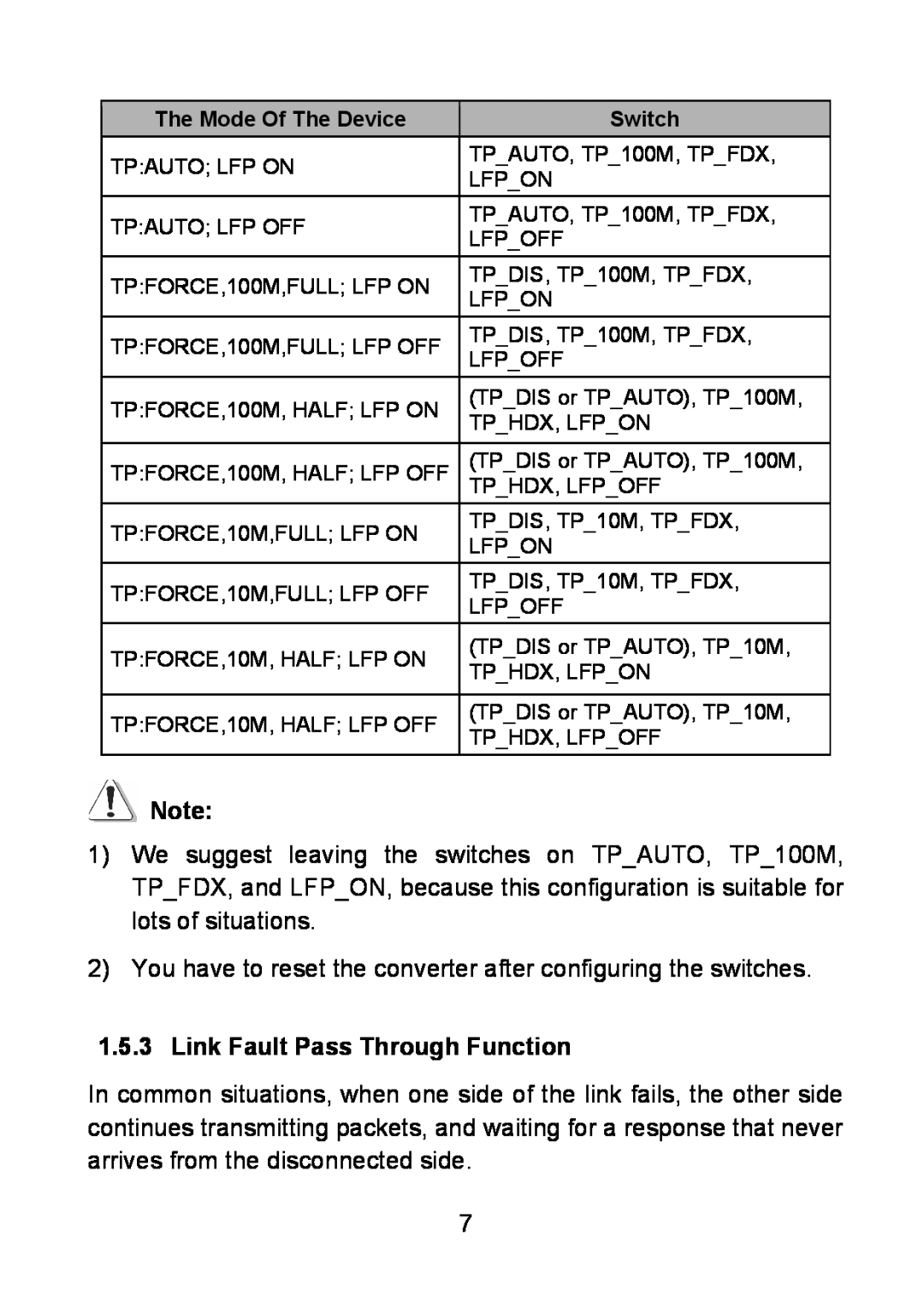 TP-Link MC112CS, MC100CM, MC111CS manual Link Fault Pass Through Function 