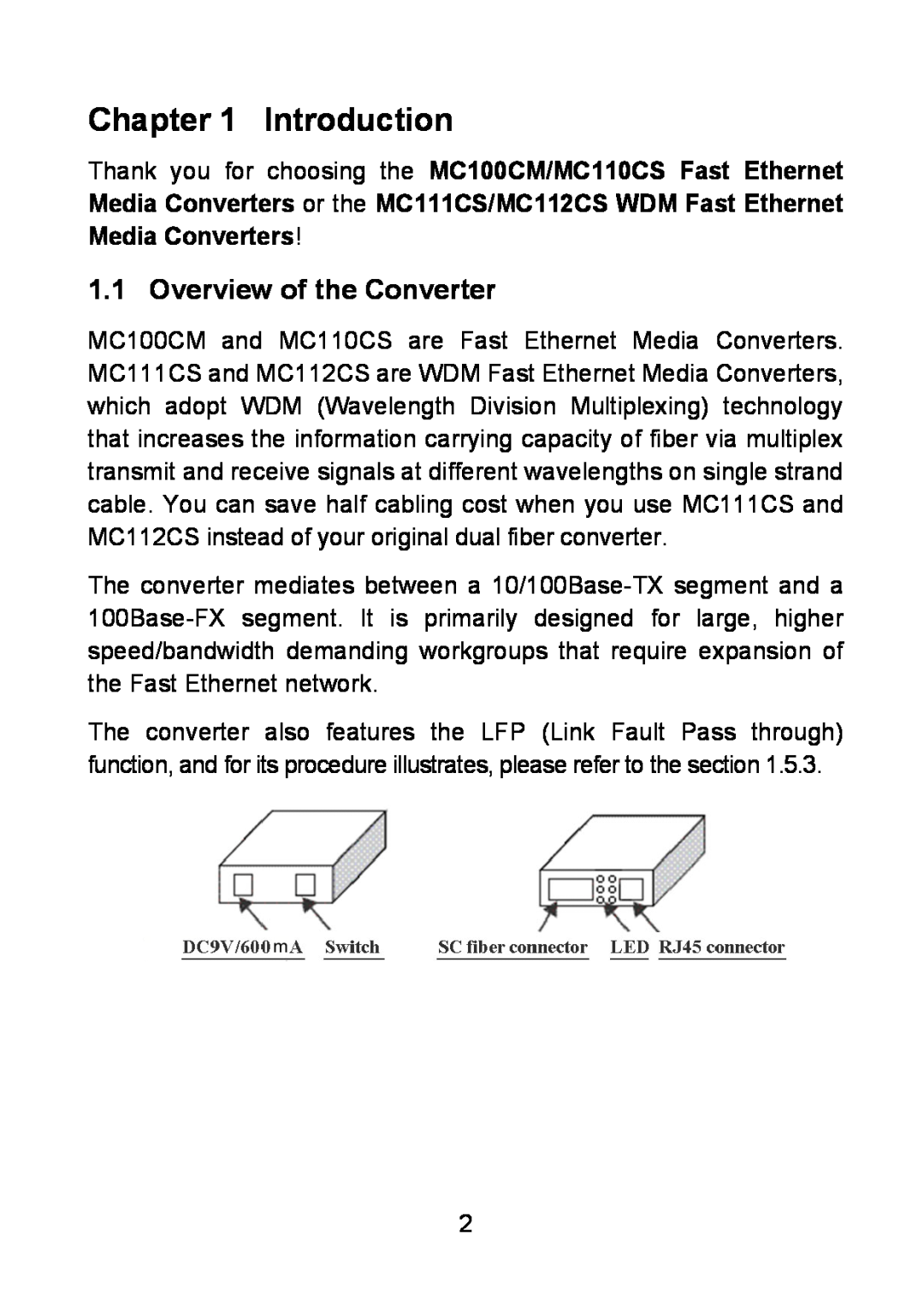 TP-Link MC100CM, MC112CS, MC111CS manual Introduction, Overview of the Converter 