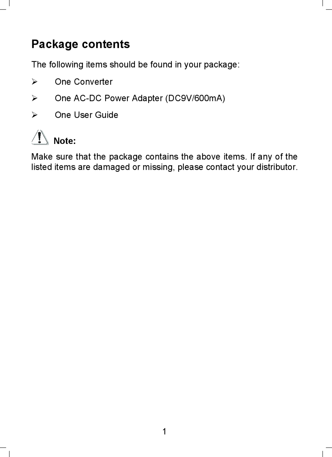 TP-Link MC111CS, MC112CS, MC110CS, MC100CM manual Package contents 