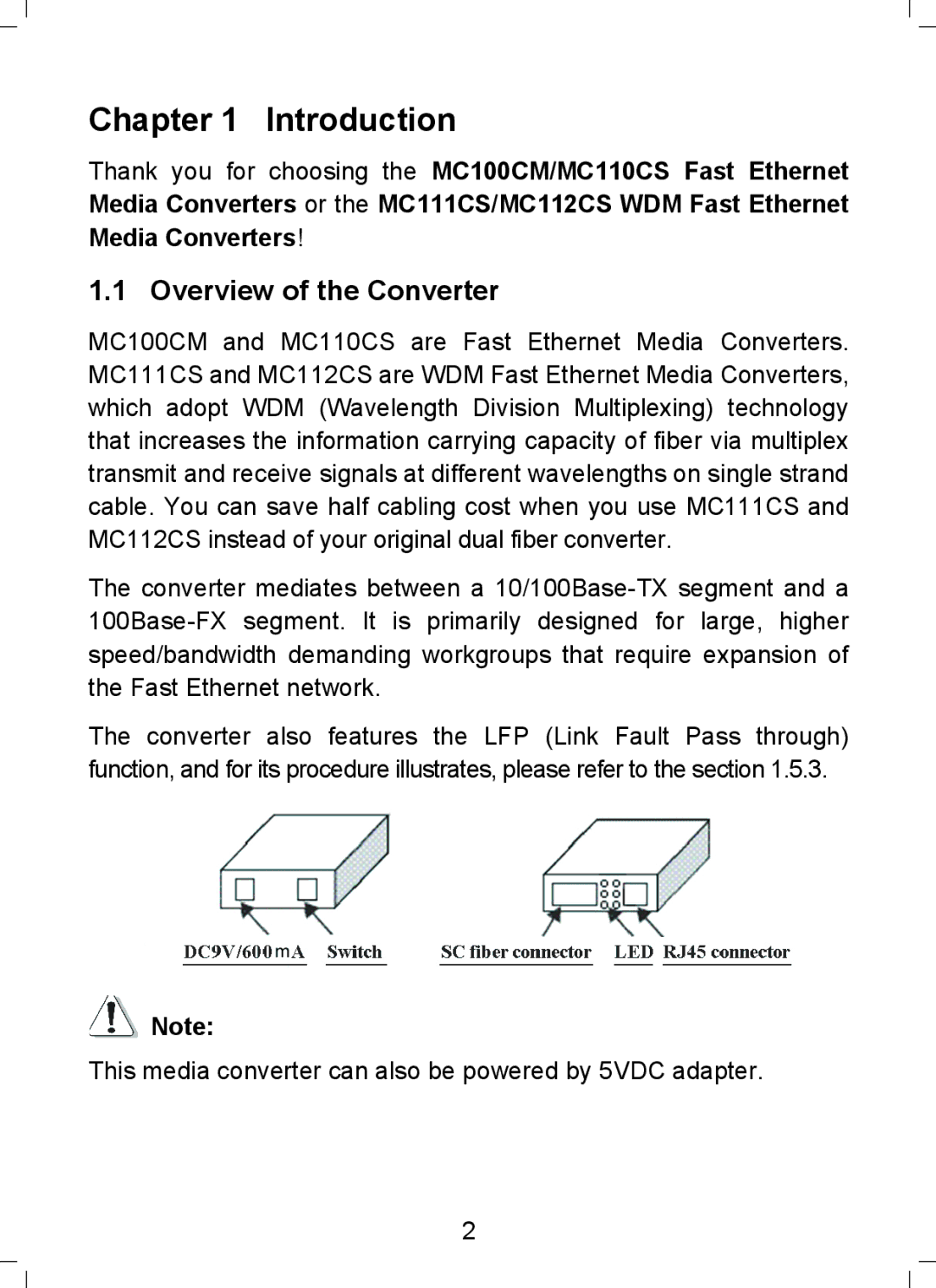 TP-Link MC112CS, MC110CS, MC100CM, MC111CS manual Introduction, Overview of the Converter 