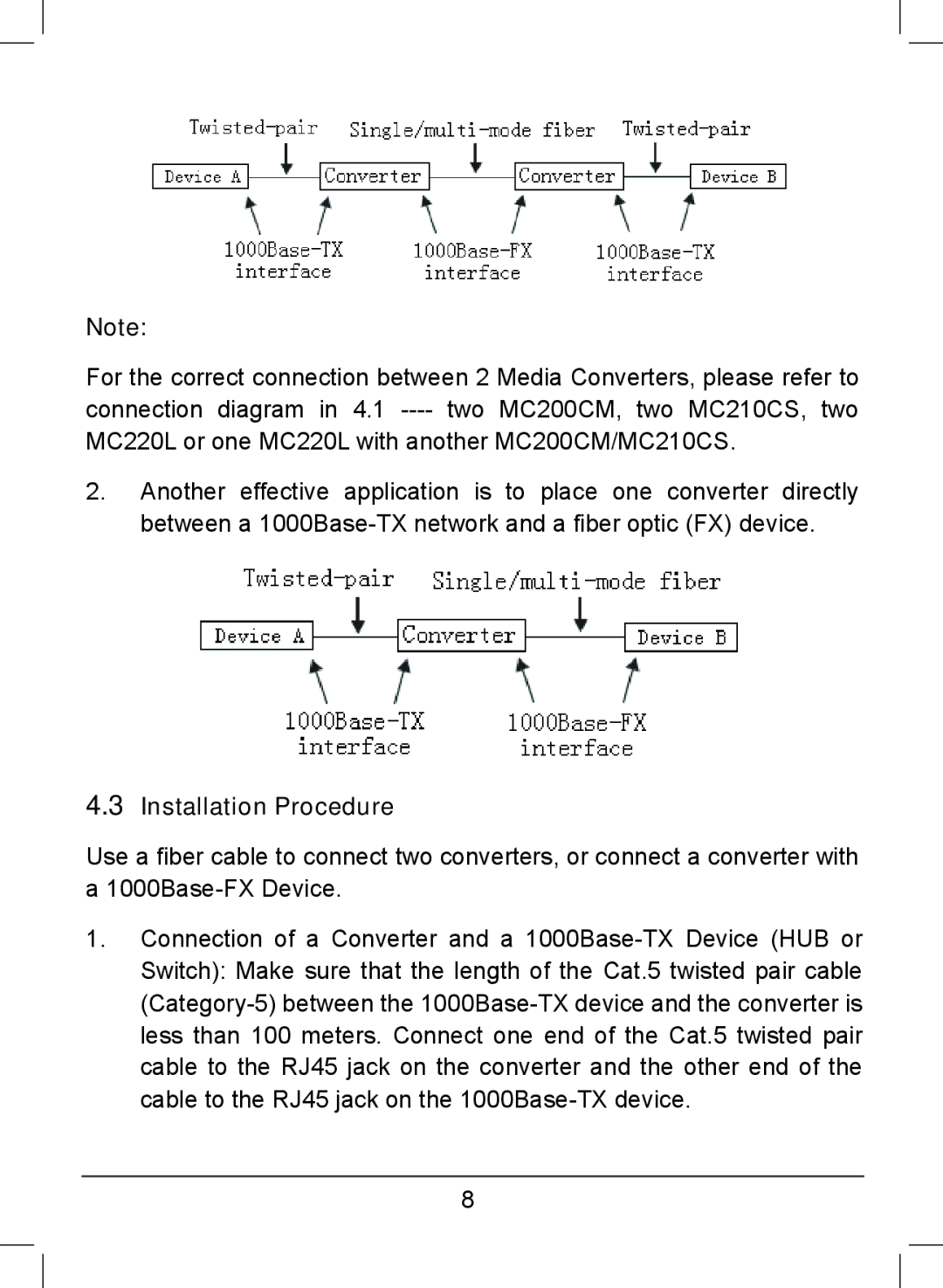 TP-Link MC200CM, MC220L, MC210CS manual Installation Procedure 