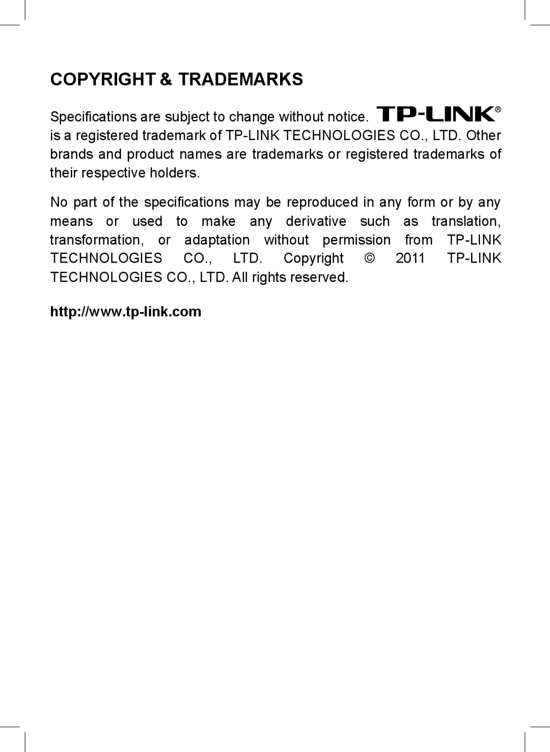 TP-Link MC200CM, MC220L, MC210CS manual Copyright & Trademarks 