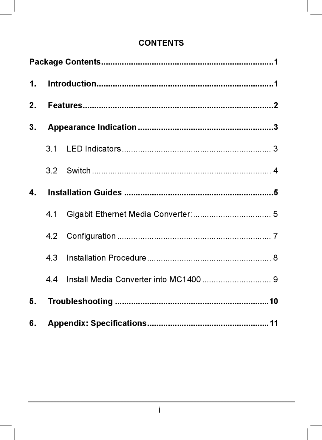 TP-Link MC220L, MC210CS, MC200CM manual Contents 