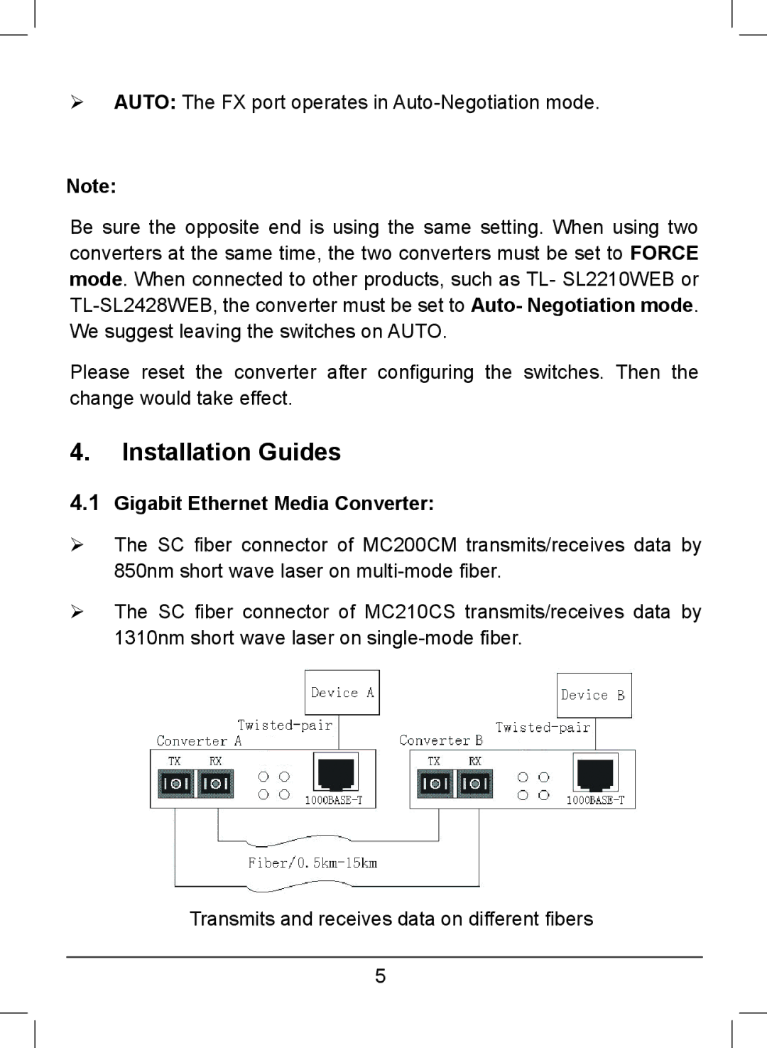 TP-Link MC200CM, MC220L, MC210CS manual Installation Guides, Gigabit Ethernet Media Converter 