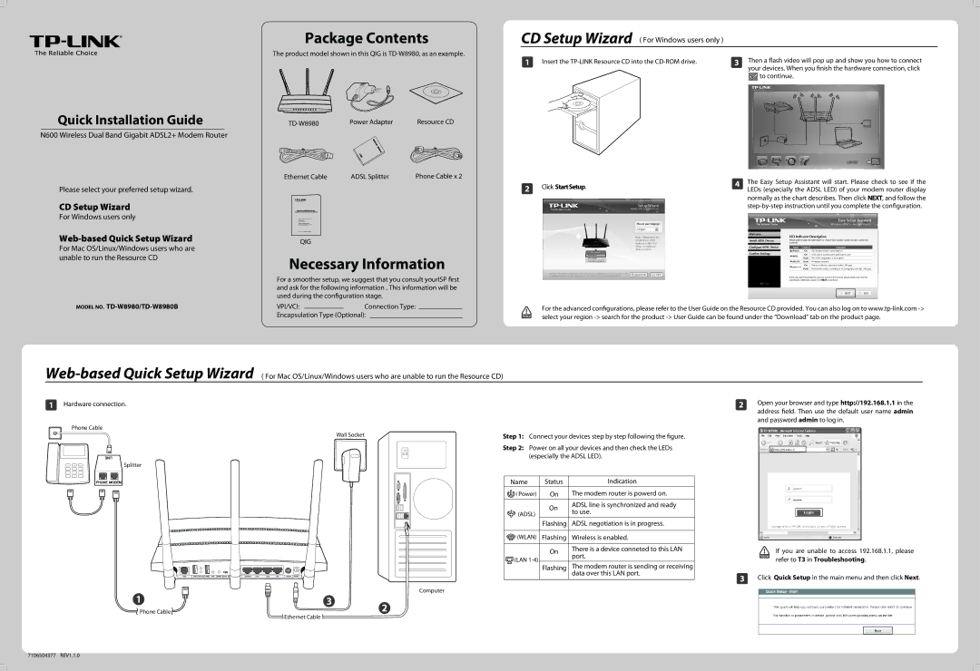 TP-Link N600 manual Package Contents 