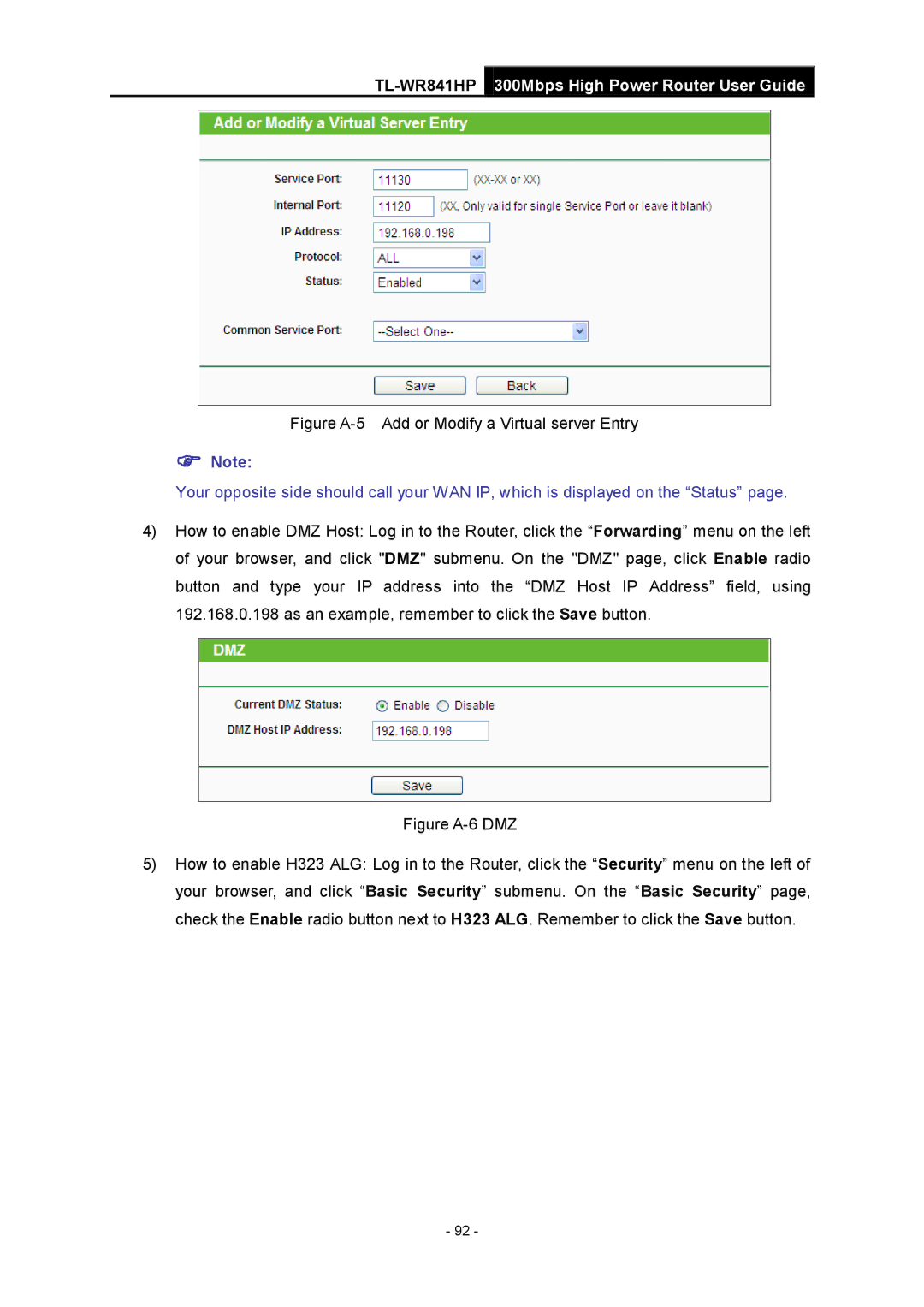 TP-Link Rev 1.0.0 1910010810 manual Figure A-5 Add or Modify a Virtual server Entry 