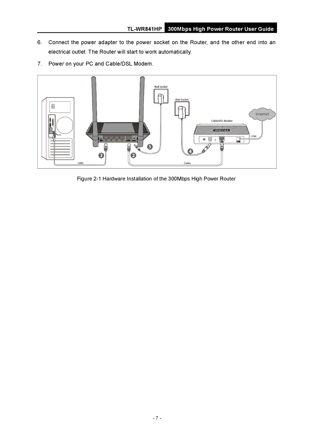 TP-Link Rev 1.0.0 1910010810 manual Hardware Installation of the 300Mbps High Power Router 