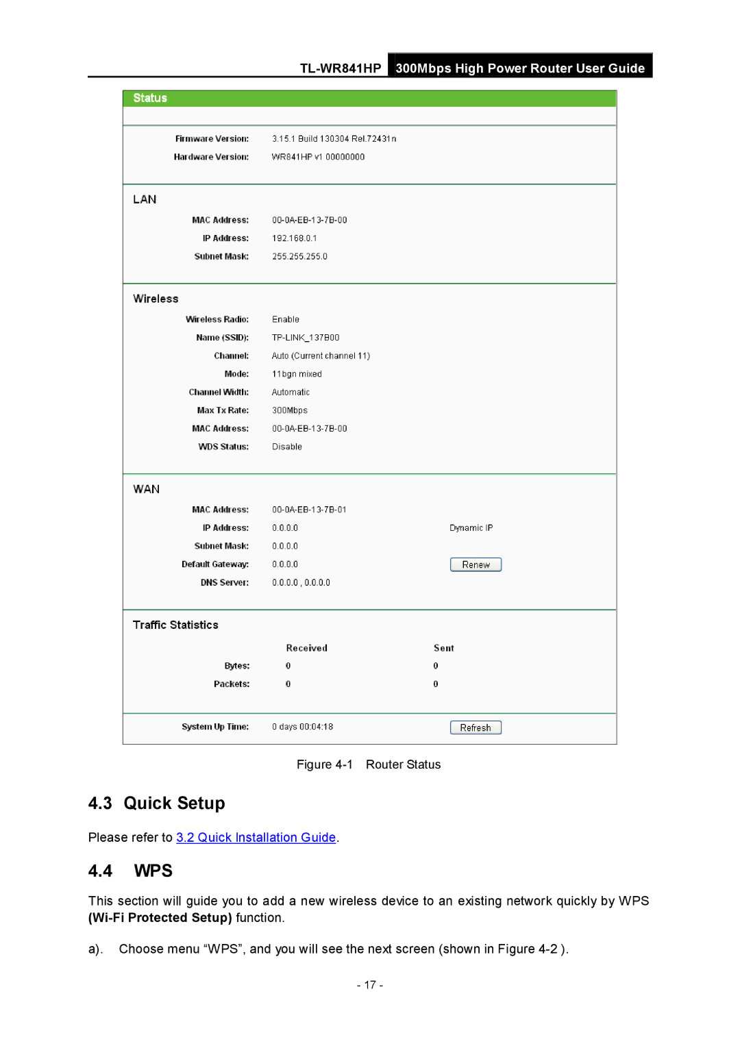 TP-Link Rev 1.0.0 1910010810 manual Quick Setup, Wps 