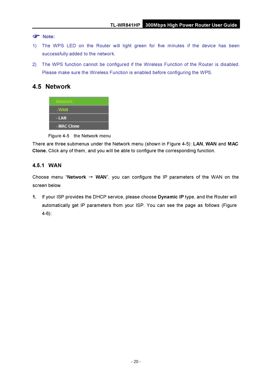 TP-Link Rev 1.0.0 1910010810 manual Network, 1 WAN 