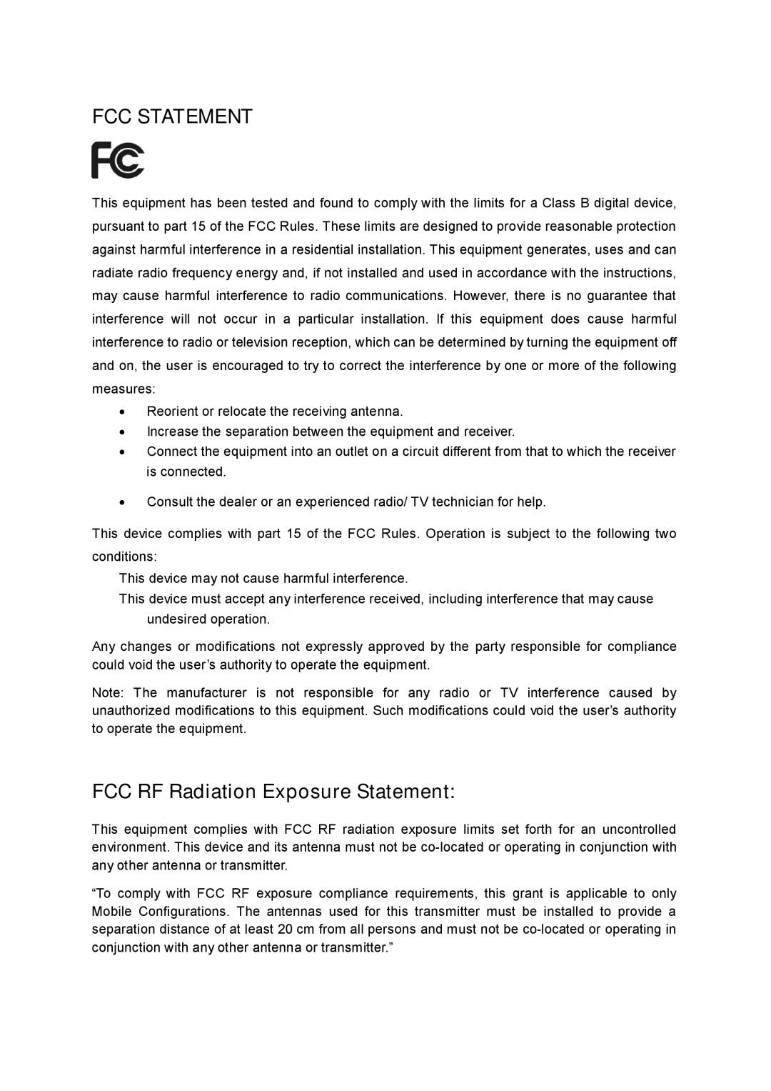 TP-Link Rev 1.0.0 1910010810 manual FCC Statement 