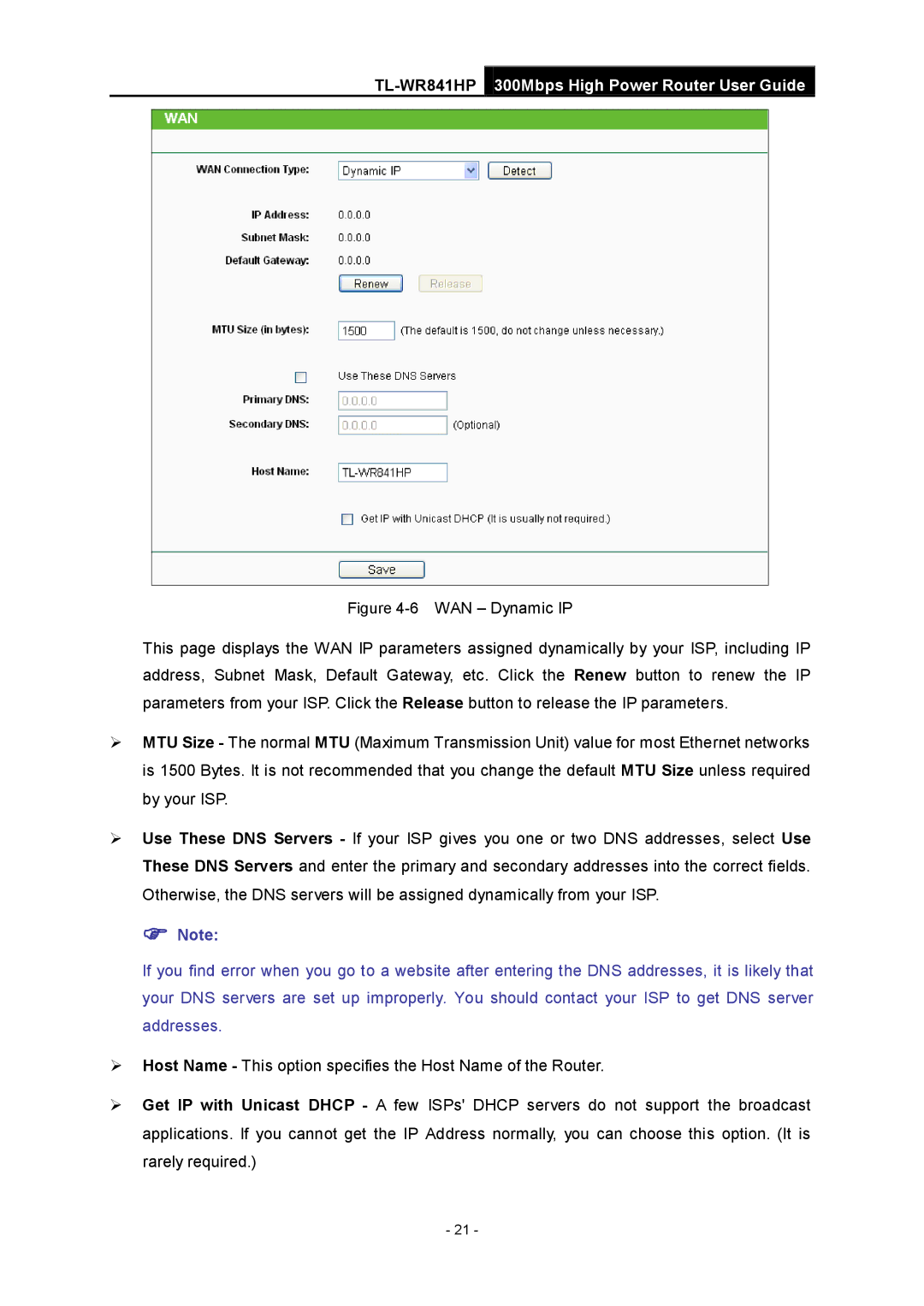 TP-Link Rev 1.0.0 1910010810 manual TL-WR841HP300Mbps High Power Router User Guide 