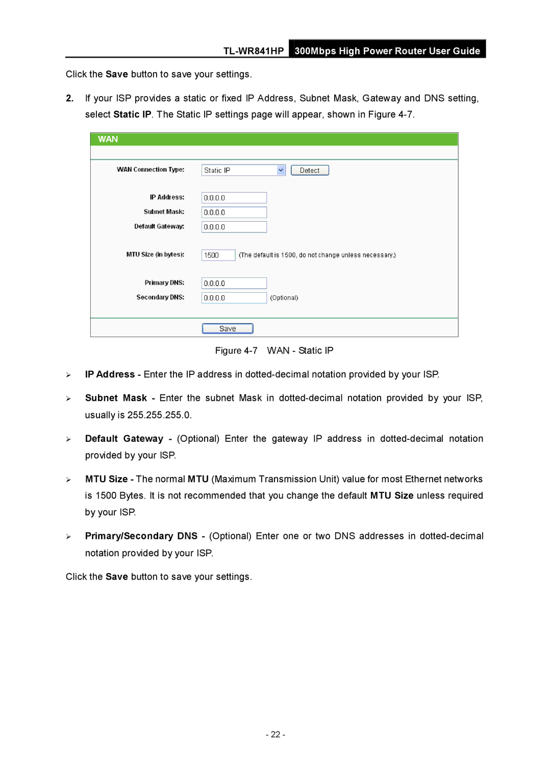 TP-Link Rev 1.0.0 1910010810 manual TL-WR841HP300Mbps High Power Router User Guide 