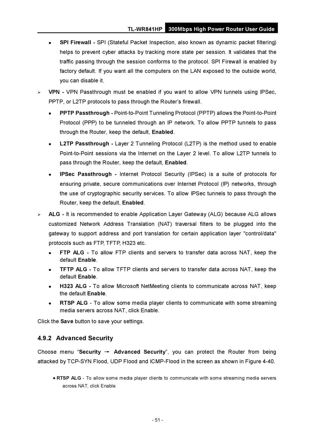 TP-Link Rev 1.0.0 1910010810 manual Advanced Security 