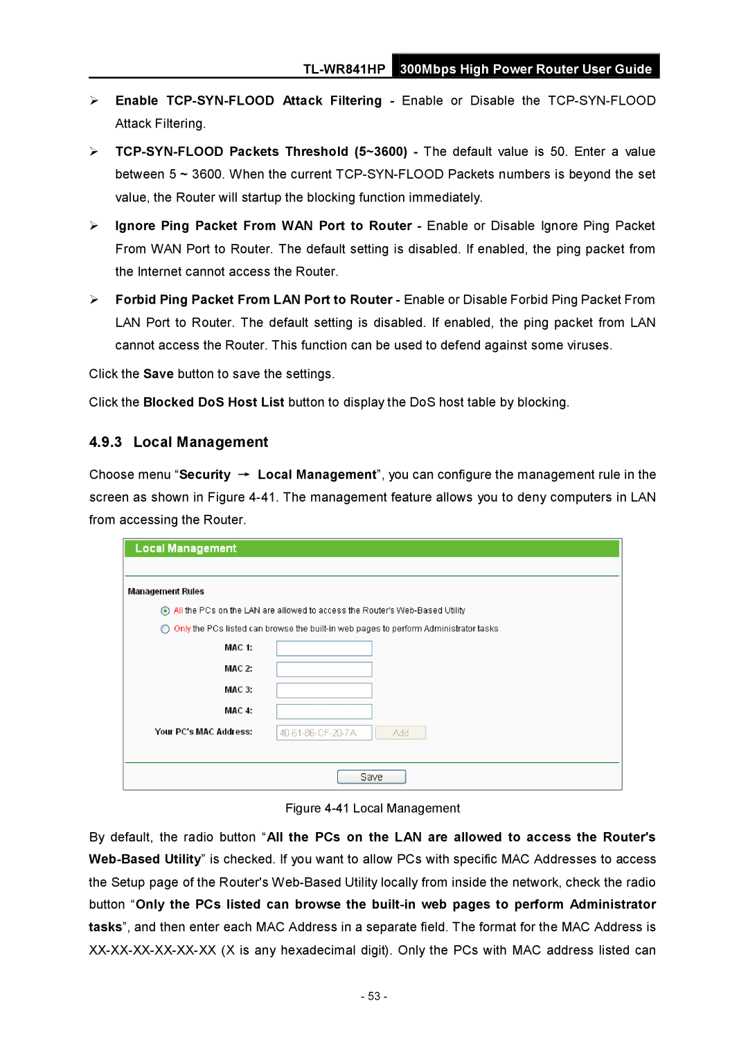 TP-Link Rev 1.0.0 1910010810 manual Local Management 