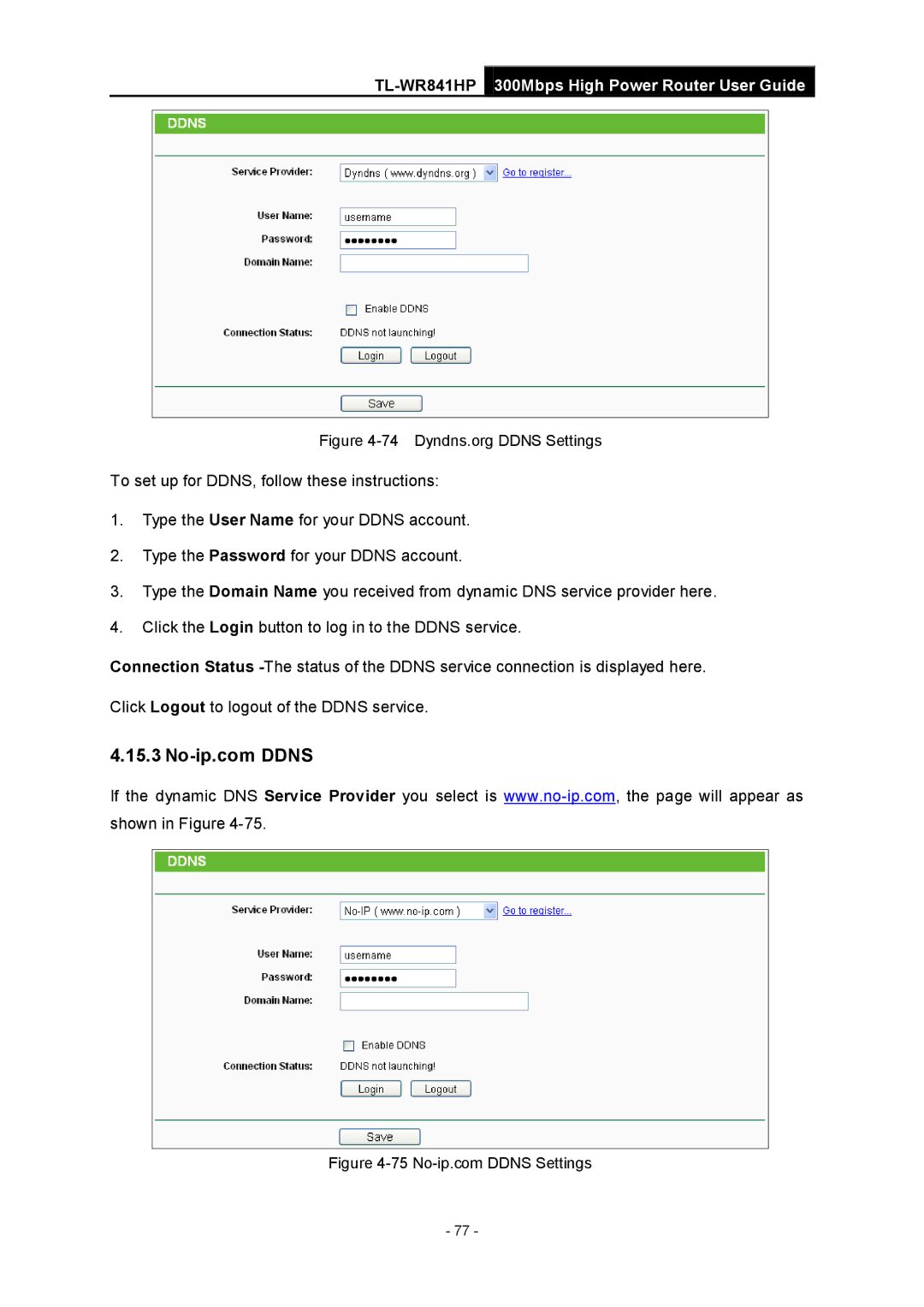 TP-Link Rev 1.0.0 1910010810 manual Dyndns.org Ddns Settings 