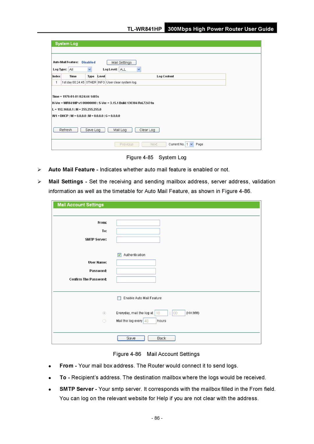 TP-Link Rev 1.0.0 1910010810 manual System Log 