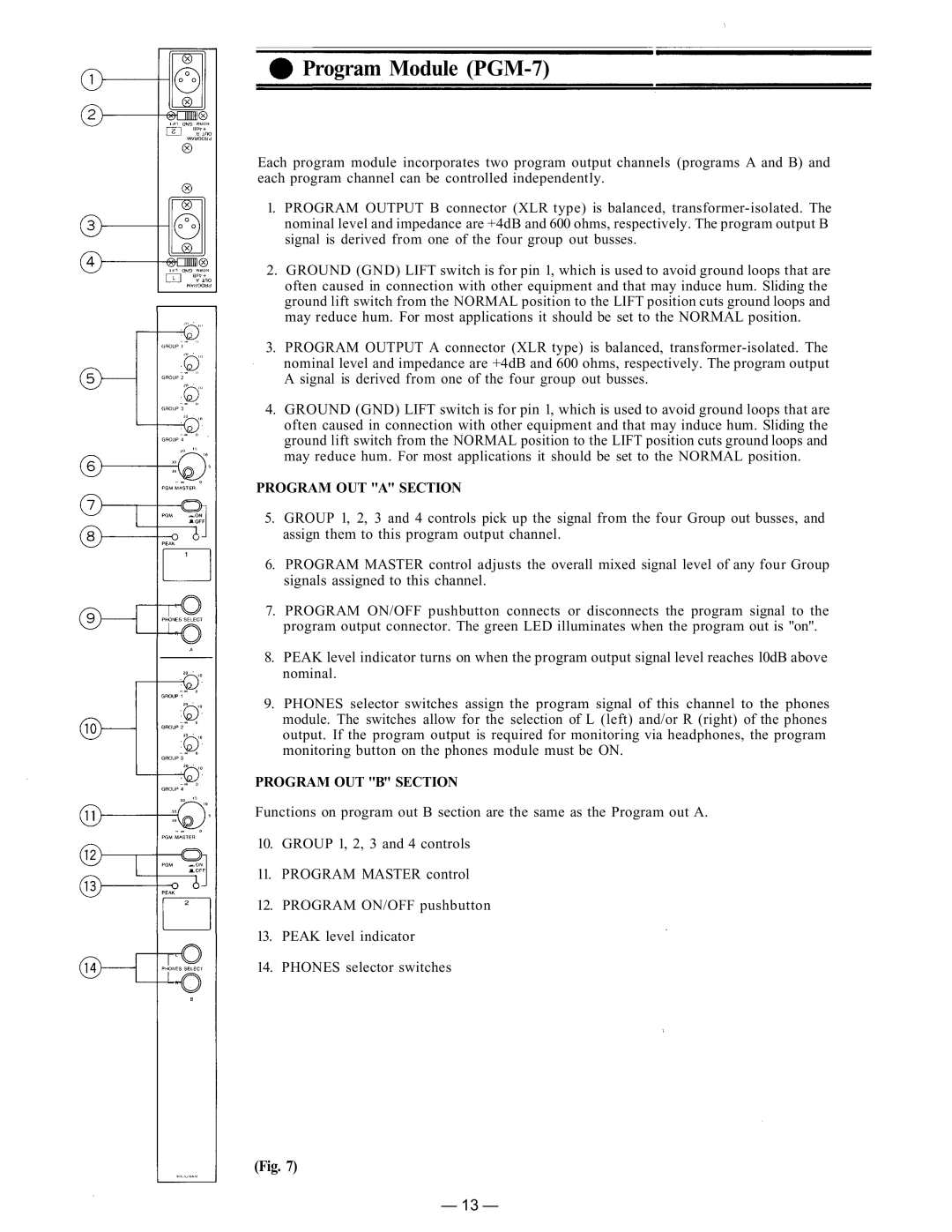 TP-Link RX-7-248 instruction manual Program Module PGM-7, Program OUT a Section 