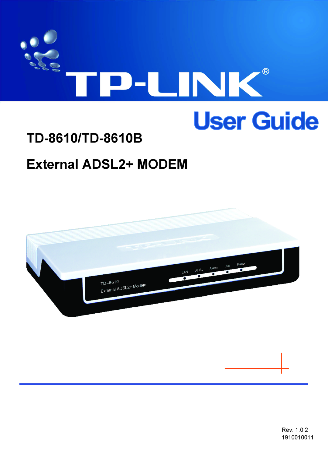 TP-Link TD-861B manual TD-8610/TD-8610B External ADSL2+ Modem 