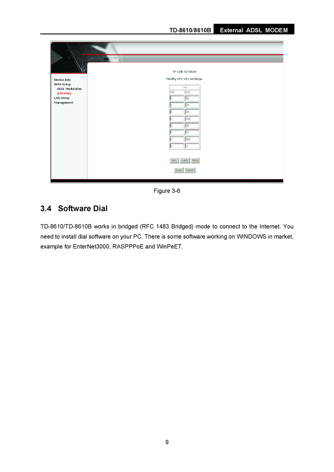 TP-Link TD-8610, TD-861B manual Software Dial 