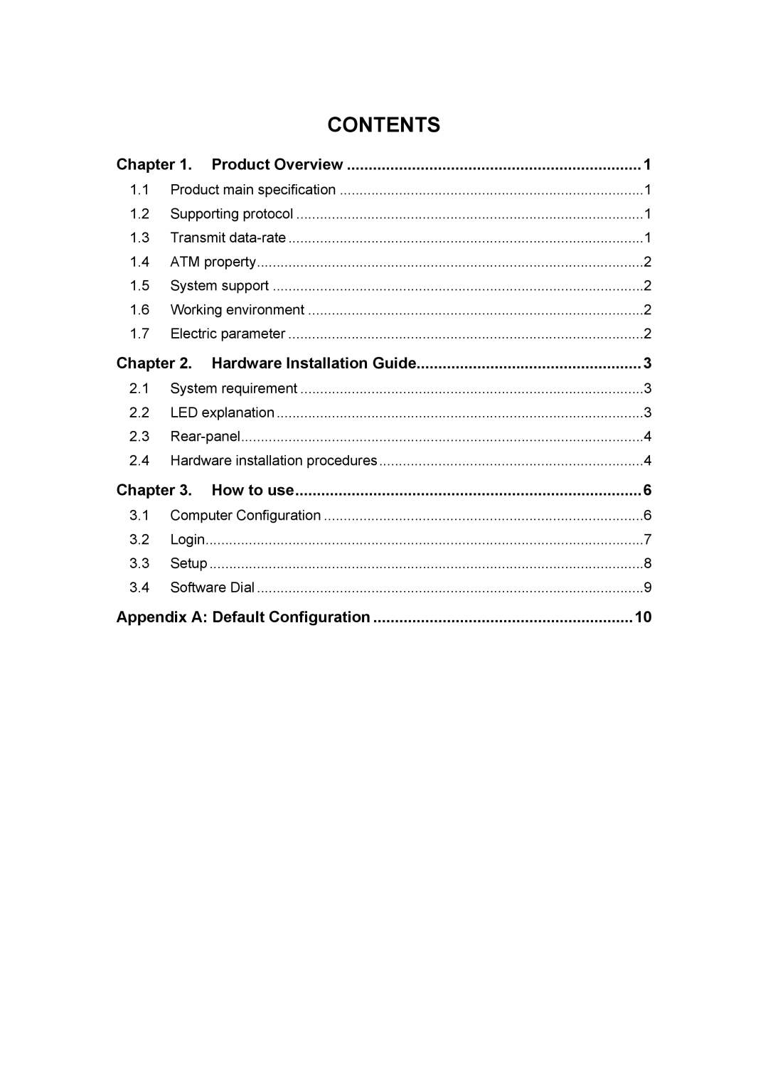 TP-Link TD-861B, TD-8610 manual Contents 