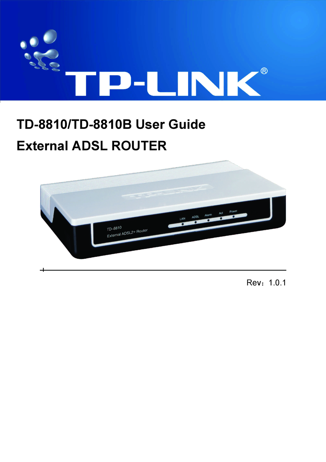 TP-Link manual TD-8810/TD-8810B User Guide External Adsl Router 