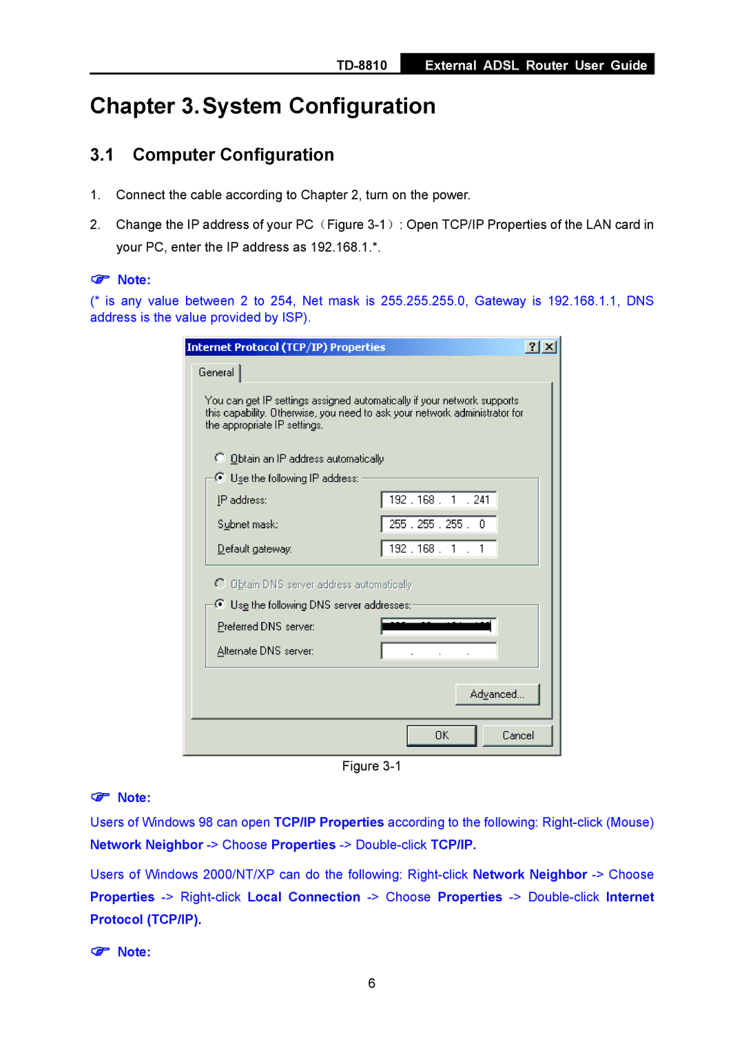 TP-Link TD-8810B manual System Configuration, Computer Configuration 