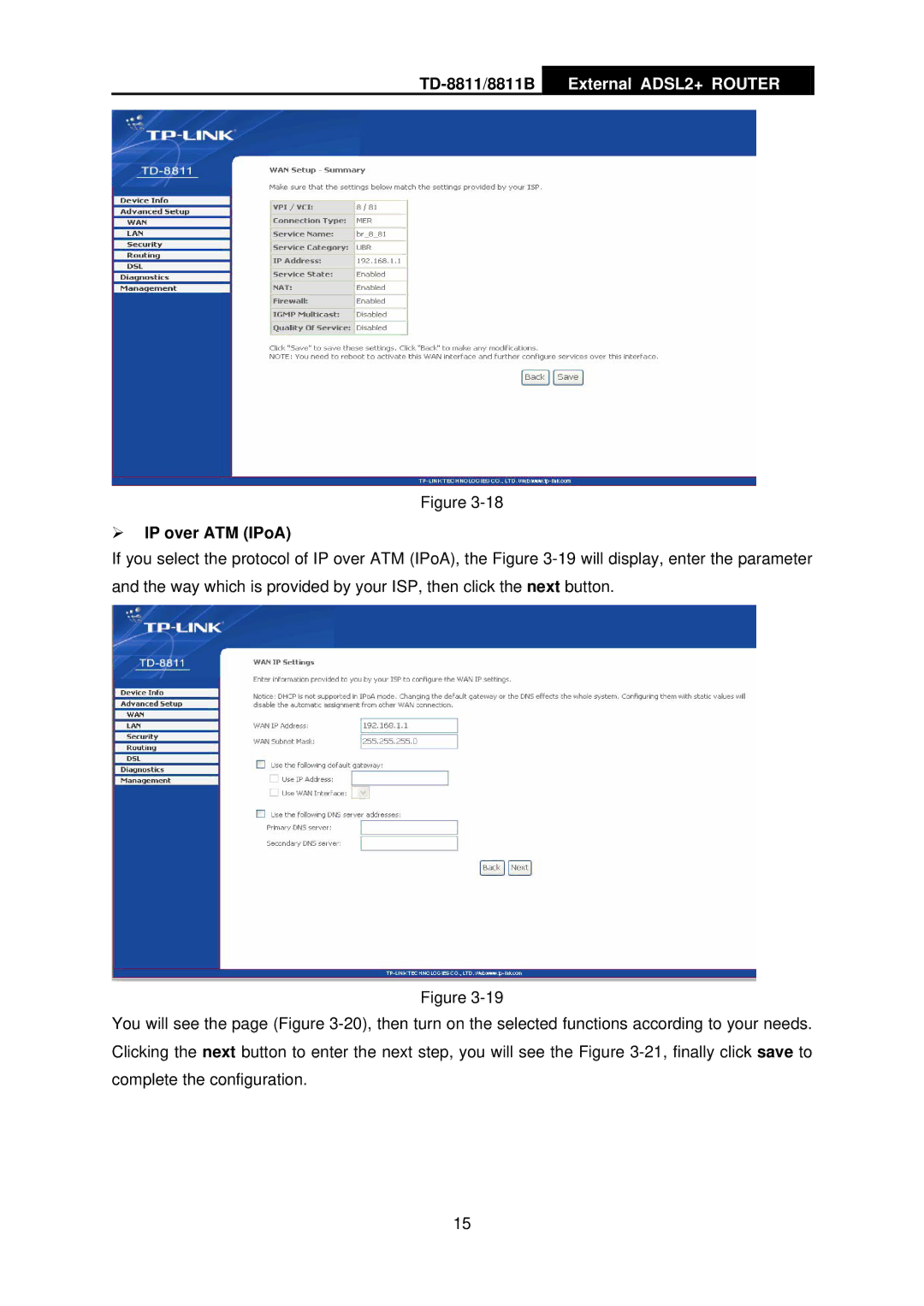 TP-Link TD-8811B manual ¾ IP over ATM IPoA 