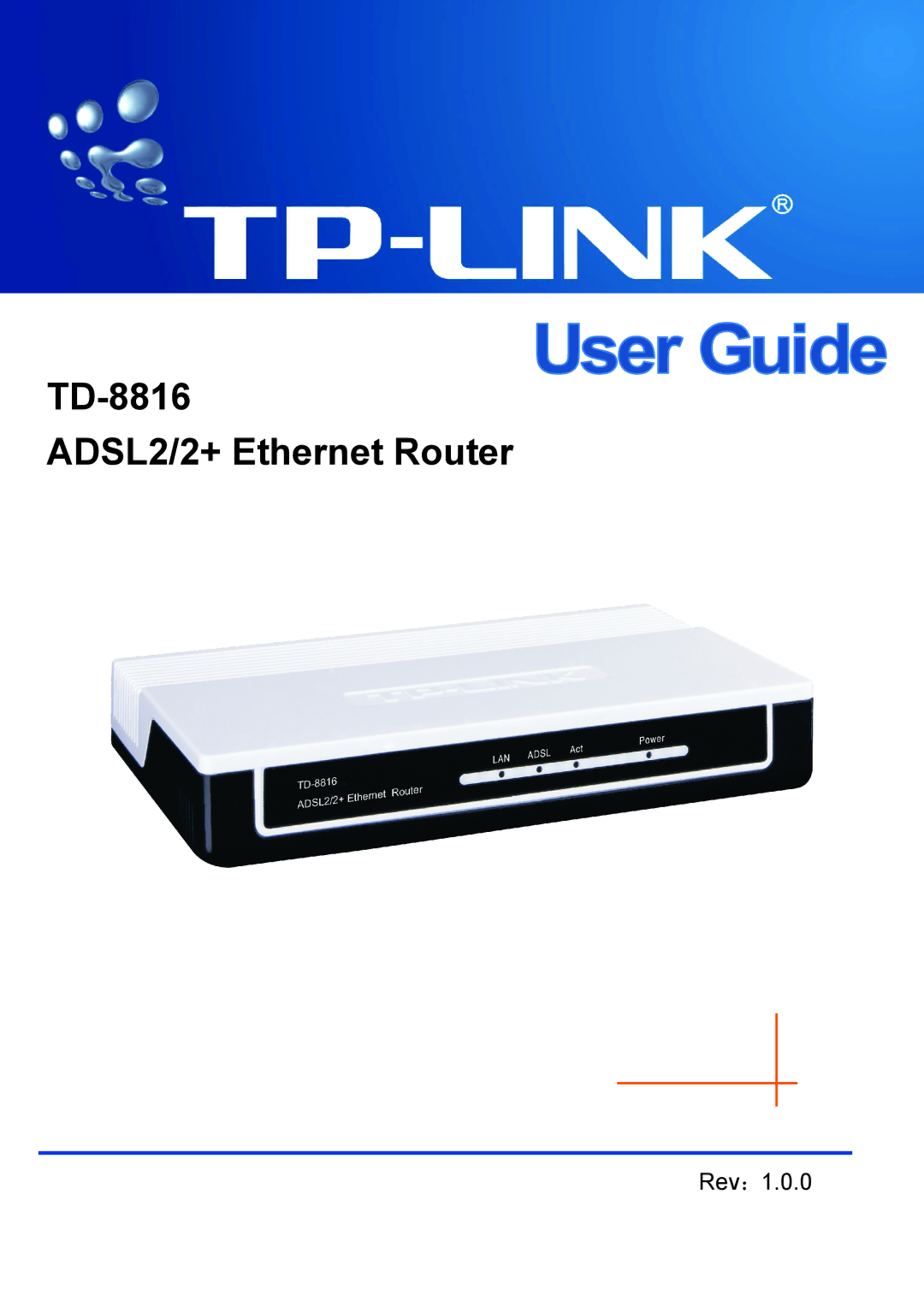 TP-Link manual TD-8816 ADSL2/2+ Ethernet Router 