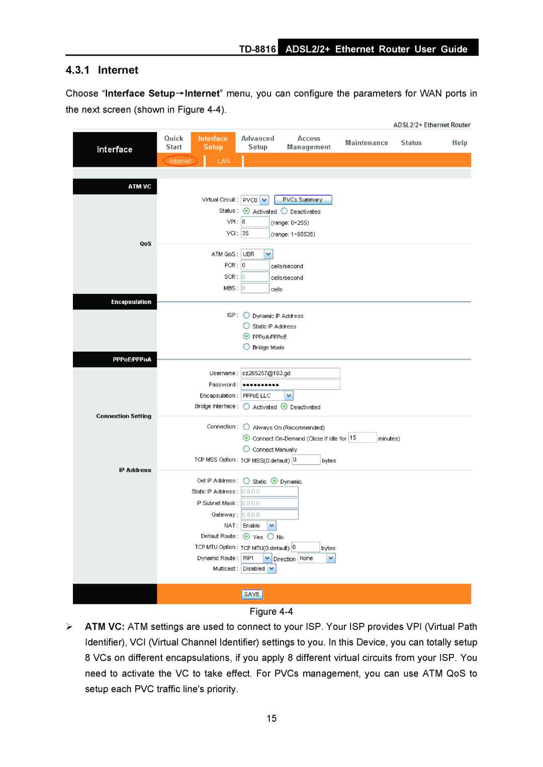 TP-Link TD-8816 manual Internet 