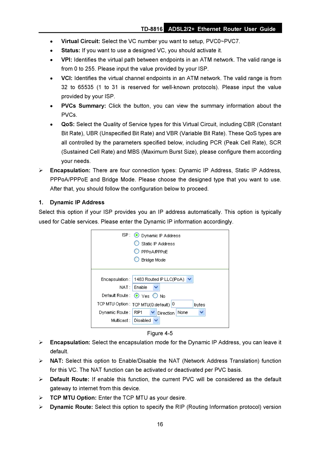 TP-Link TD-8816 manual Dynamic IP Address 