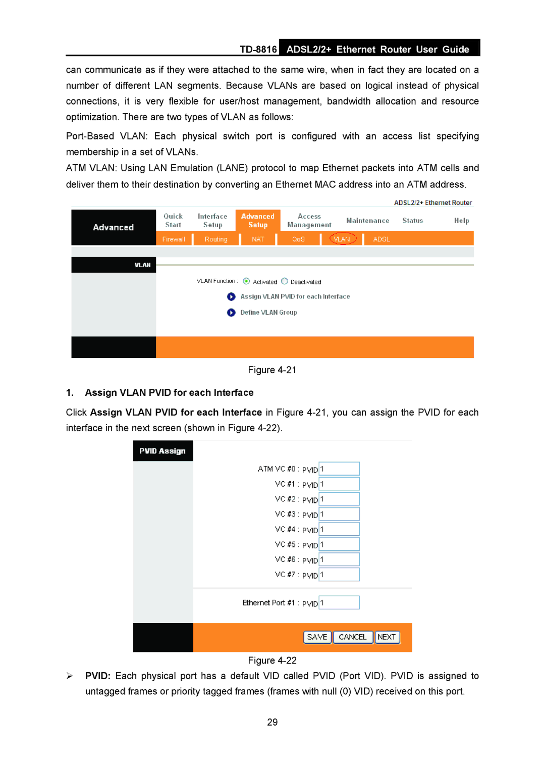 TP-Link TD-8816 manual Assign Vlan Pvid for each Interface 