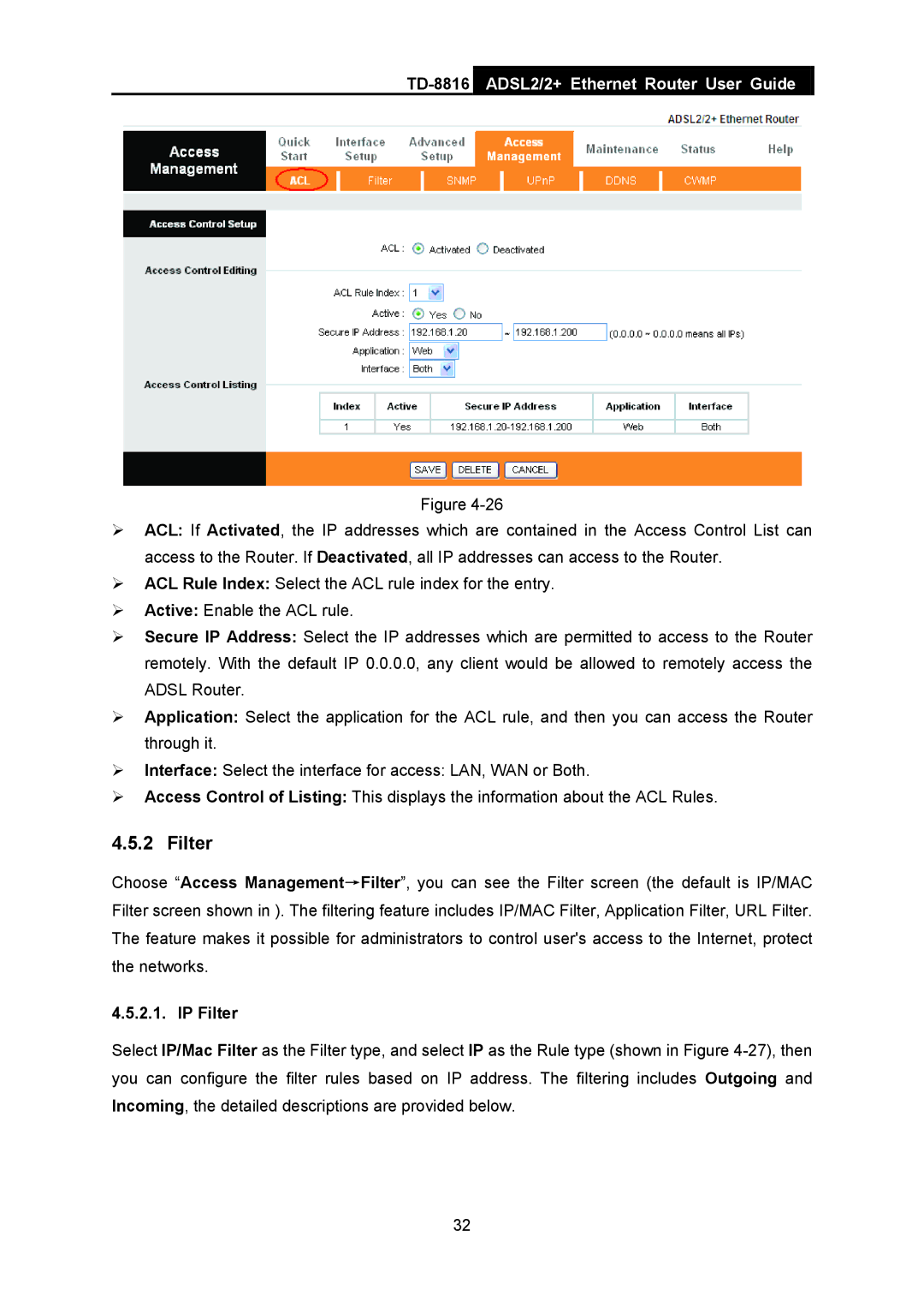 TP-Link TD-8816 manual IP Filter 