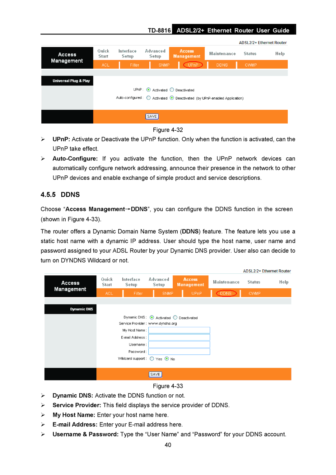 TP-Link TD-8816 manual Ddns 