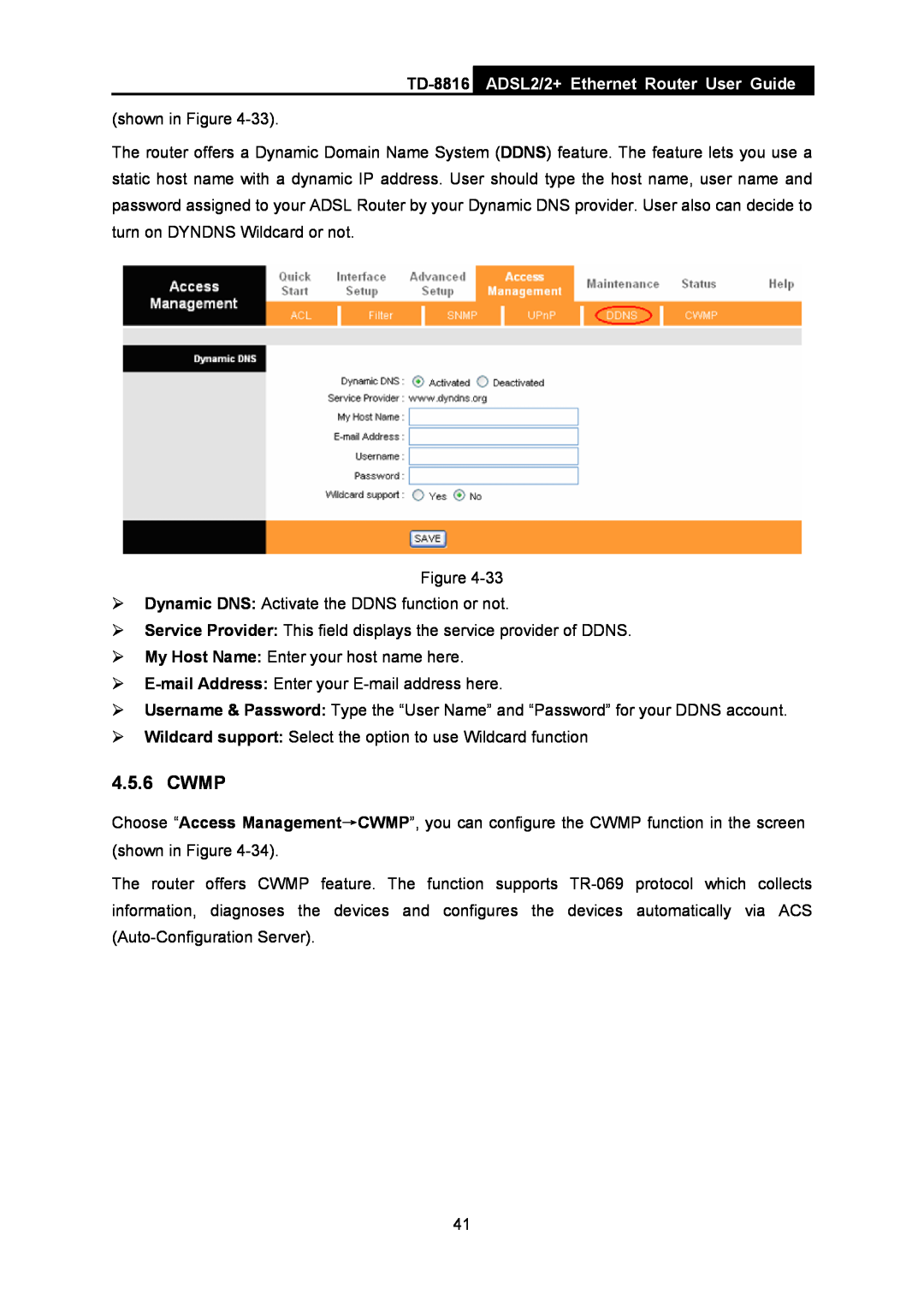 TP-Link TD-8816 manual Cwmp, ADSL2/2+ Ethernet Router User Guide 