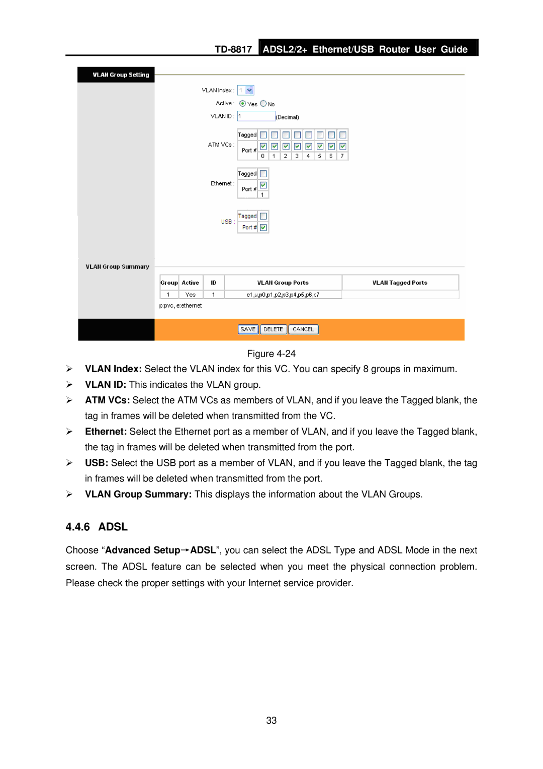 TP-Link TD-8817 manual Adsl 