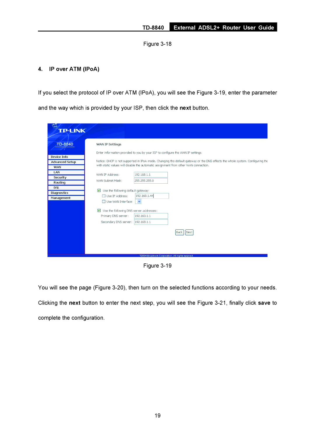 TP-Link TD-8840 manual IP over ATM IPoA 