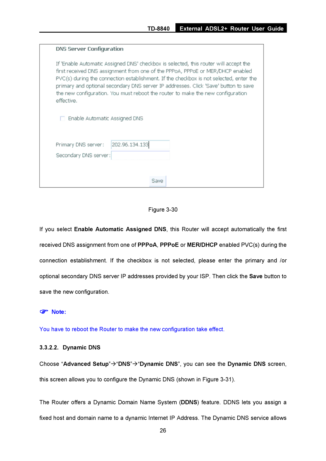 TP-Link TD-8840 manual Dynamic DNS 