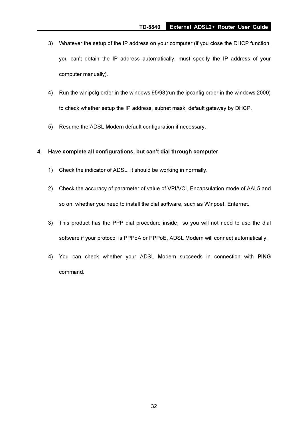 TP-Link TD-8840 manual External ADSL2+ Router User Guide 