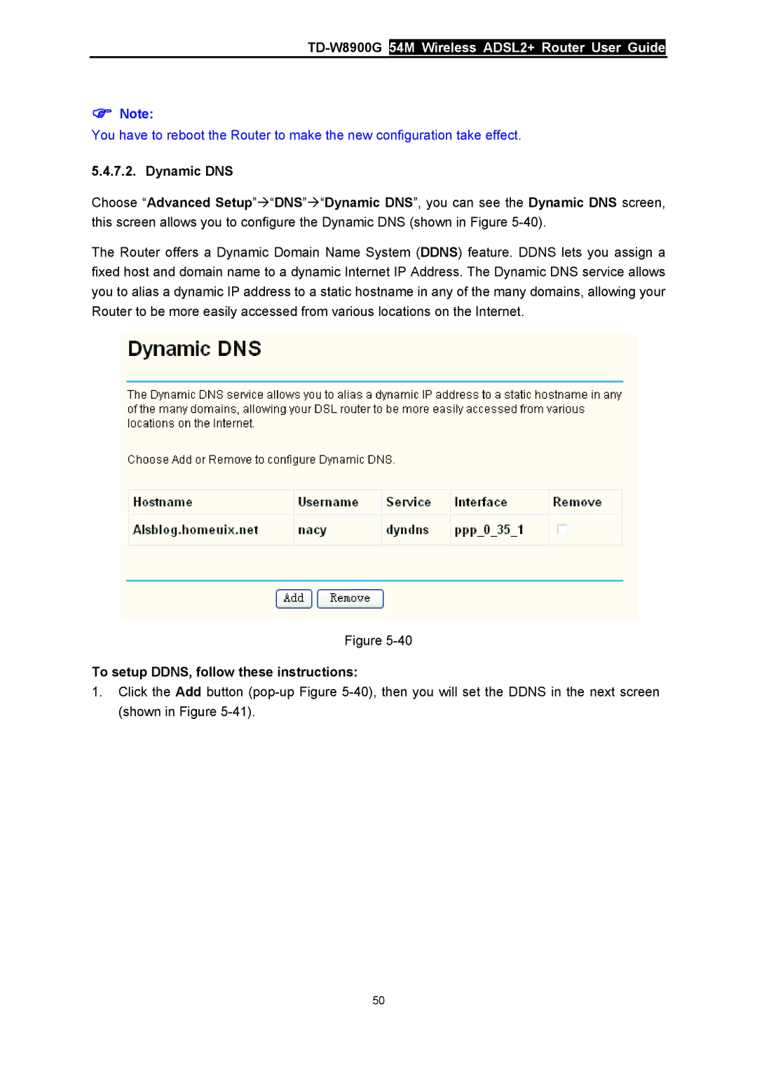 TP-Link TD-W8900G manual Dynamic DNS, To setup DDNS, follow these instructions 