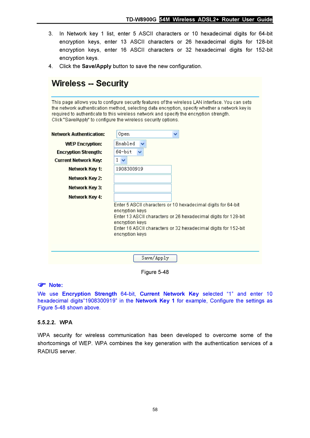 TP-Link TD-W8900G manual Wpa 