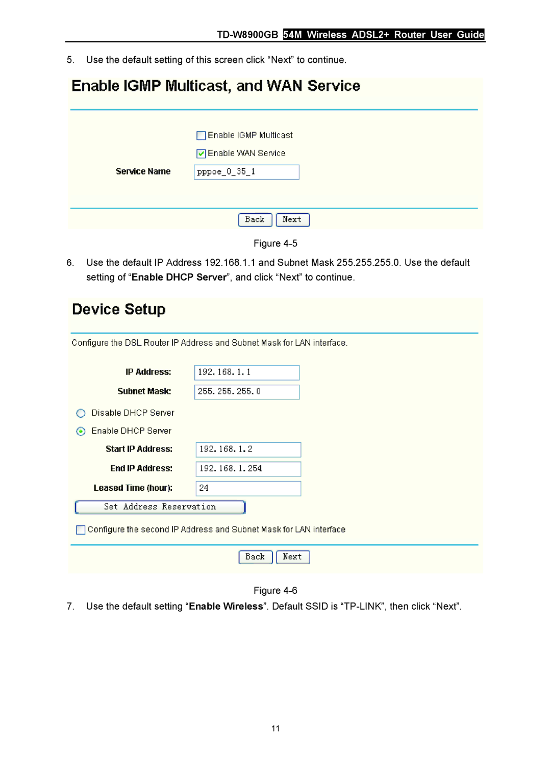 TP-Link manual TD-W8900GB54M Wireless ADSL2+ Router User Guide 